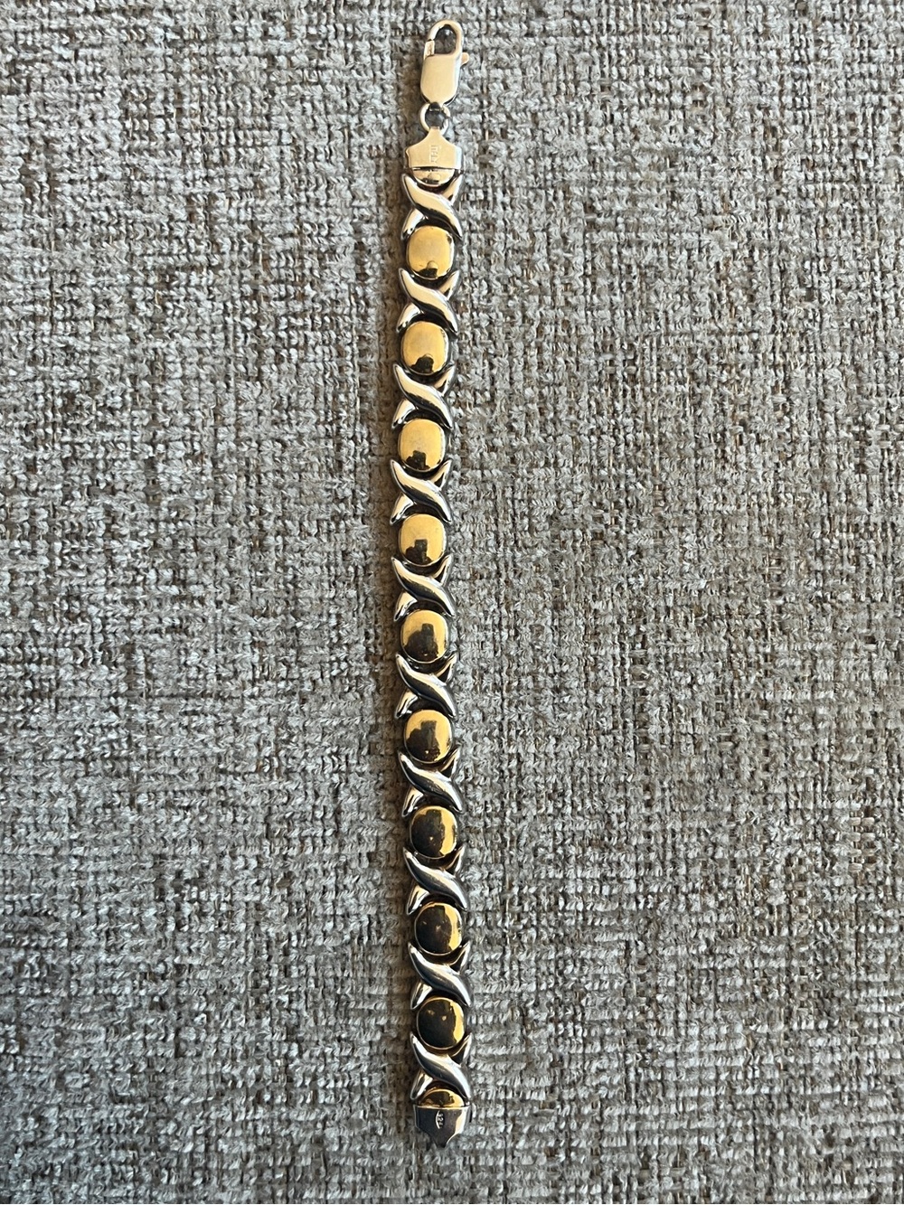 Two-Tone Gold plated on 925 sterling silver Link used Bracelet great condition.